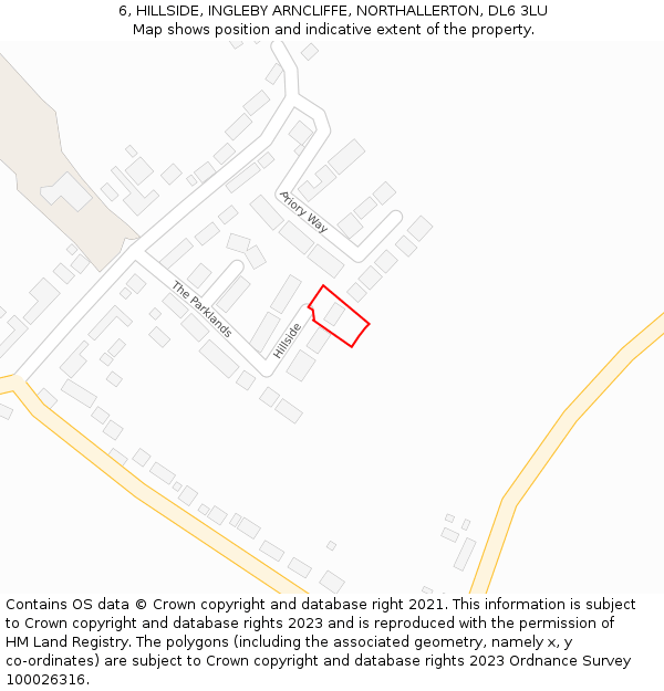 6, HILLSIDE, INGLEBY ARNCLIFFE, NORTHALLERTON, DL6 3LU: Location map and indicative extent of plot