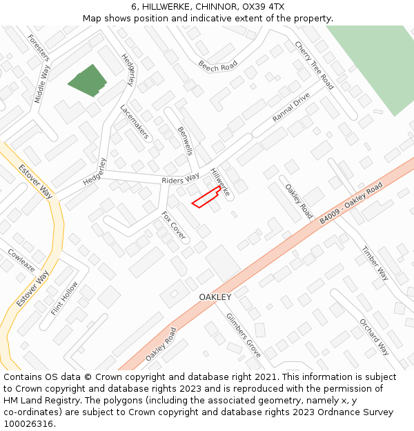 6, HILLWERKE, CHINNOR, OX39 4TX: Location map and indicative extent of plot