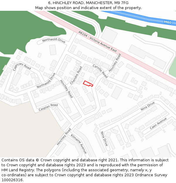 6, HINCHLEY ROAD, MANCHESTER, M9 7FG: Location map and indicative extent of plot