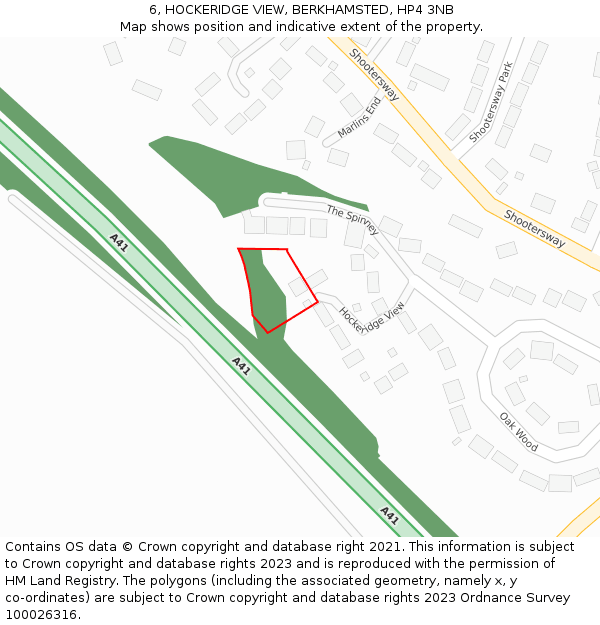 6, HOCKERIDGE VIEW, BERKHAMSTED, HP4 3NB: Location map and indicative extent of plot