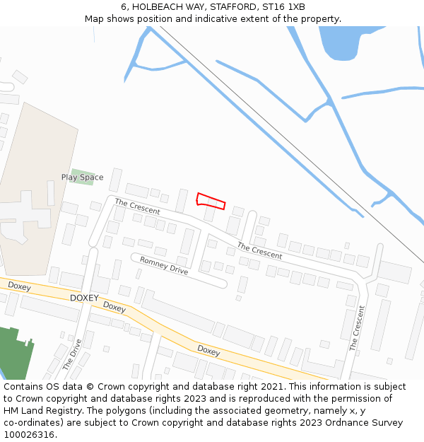 6, HOLBEACH WAY, STAFFORD, ST16 1XB: Location map and indicative extent of plot