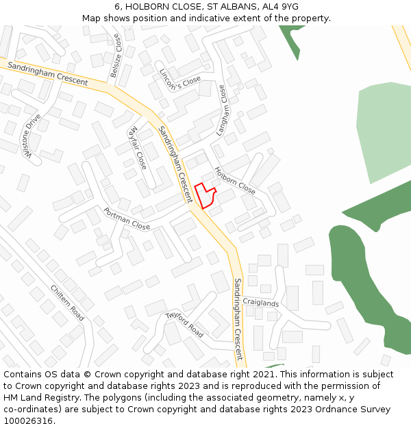 6, HOLBORN CLOSE, ST ALBANS, AL4 9YG: Location map and indicative extent of plot