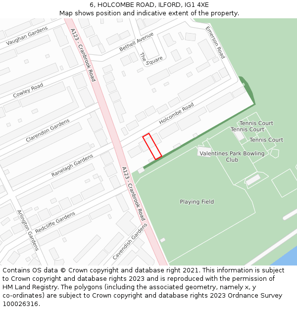 6, HOLCOMBE ROAD, ILFORD, IG1 4XE: Location map and indicative extent of plot