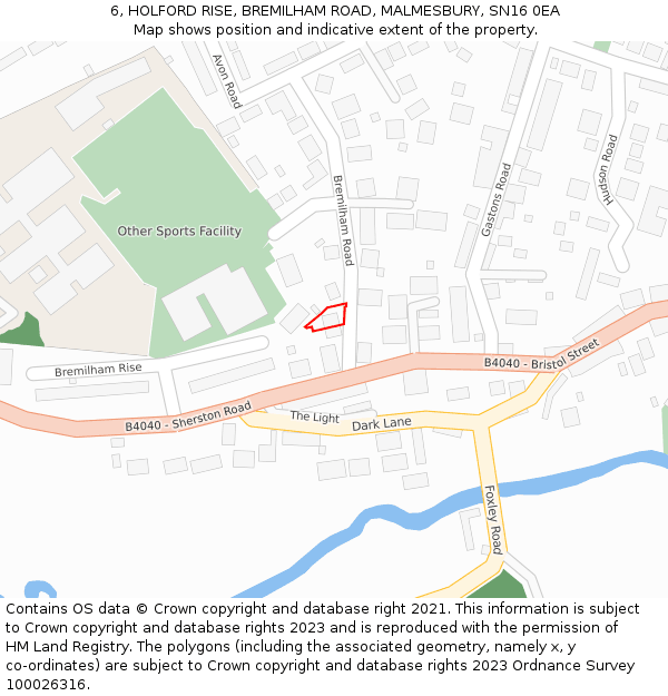 6, HOLFORD RISE, BREMILHAM ROAD, MALMESBURY, SN16 0EA: Location map and indicative extent of plot