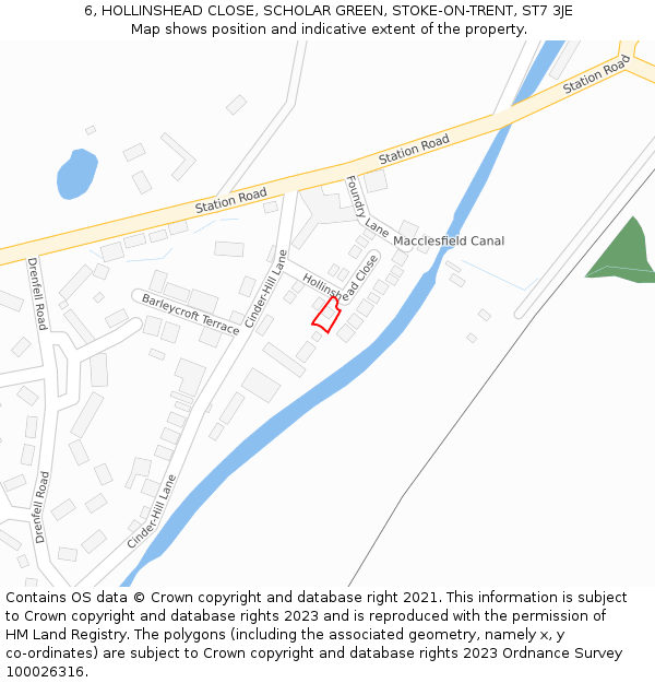 6, HOLLINSHEAD CLOSE, SCHOLAR GREEN, STOKE-ON-TRENT, ST7 3JE: Location map and indicative extent of plot