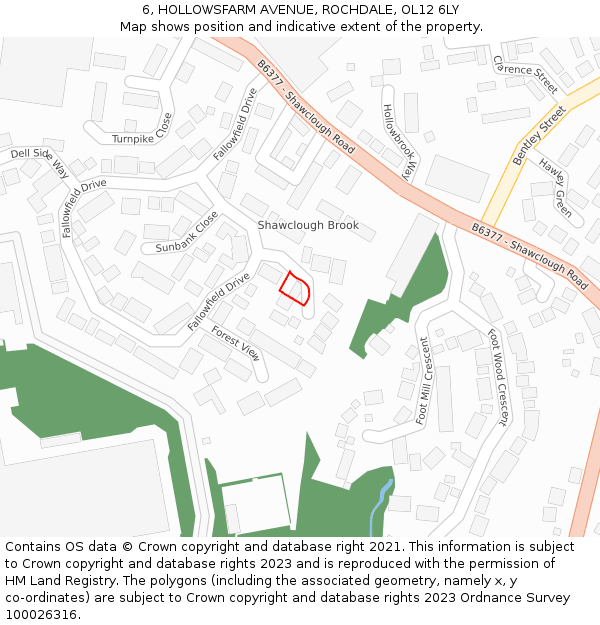 6, HOLLOWSFARM AVENUE, ROCHDALE, OL12 6LY: Location map and indicative extent of plot