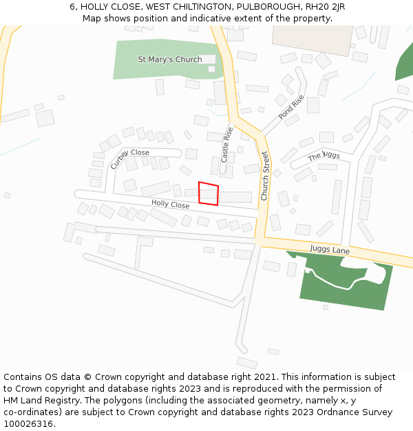 6, HOLLY CLOSE, WEST CHILTINGTON, PULBOROUGH, RH20 2JR: Location map and indicative extent of plot