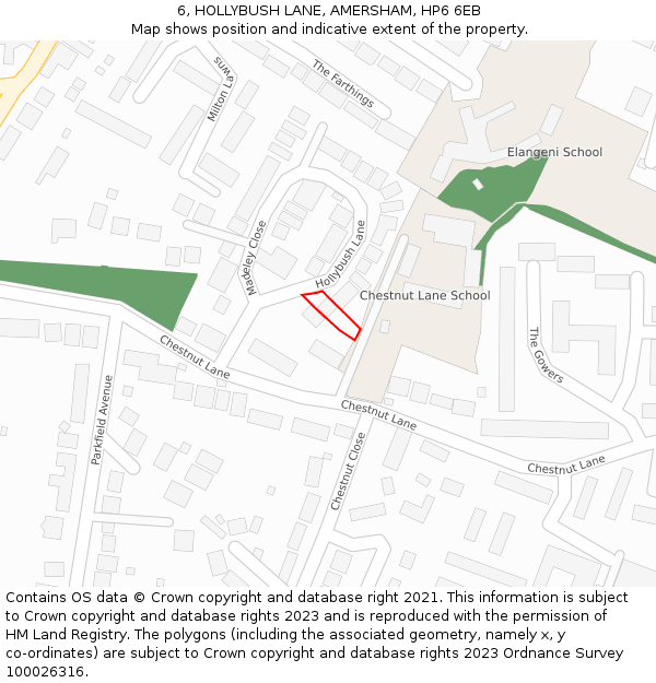 6, HOLLYBUSH LANE, AMERSHAM, HP6 6EB: Location map and indicative extent of plot