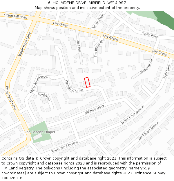 6, HOLMDENE DRIVE, MIRFIELD, WF14 9SZ: Location map and indicative extent of plot