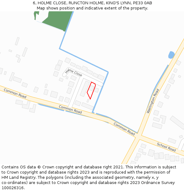 6, HOLME CLOSE, RUNCTON HOLME, KING'S LYNN, PE33 0AB: Location map and indicative extent of plot