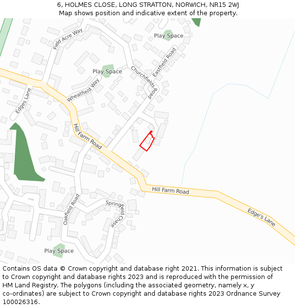 6, HOLMES CLOSE, LONG STRATTON, NORWICH, NR15 2WJ: Location map and indicative extent of plot