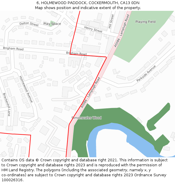 6, HOLMEWOOD PADDOCK, COCKERMOUTH, CA13 0DN: Location map and indicative extent of plot