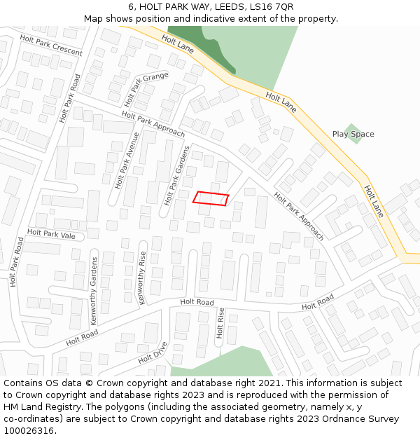 6, HOLT PARK WAY, LEEDS, LS16 7QR: Location map and indicative extent of plot