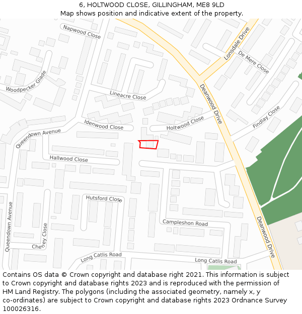 6, HOLTWOOD CLOSE, GILLINGHAM, ME8 9LD: Location map and indicative extent of plot