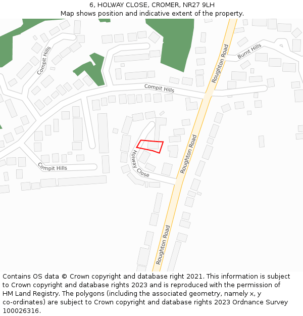 6, HOLWAY CLOSE, CROMER, NR27 9LH: Location map and indicative extent of plot