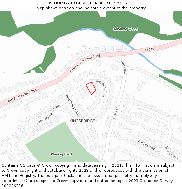 6, HOLYLAND DRIVE, PEMBROKE, SA71 4BG: Location map and indicative extent of plot