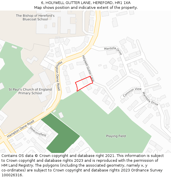 6, HOLYWELL GUTTER LANE, HEREFORD, HR1 1XA: Location map and indicative extent of plot