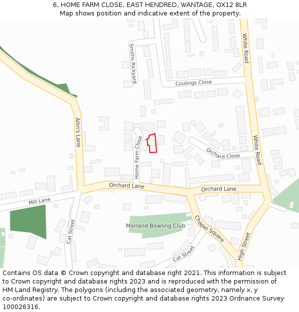 6, HOME FARM CLOSE, EAST HENDRED, WANTAGE, OX12 8LR: Location map and indicative extent of plot