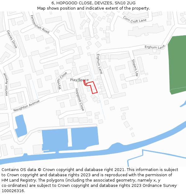 6, HOPGOOD CLOSE, DEVIZES, SN10 2UG: Location map and indicative extent of plot