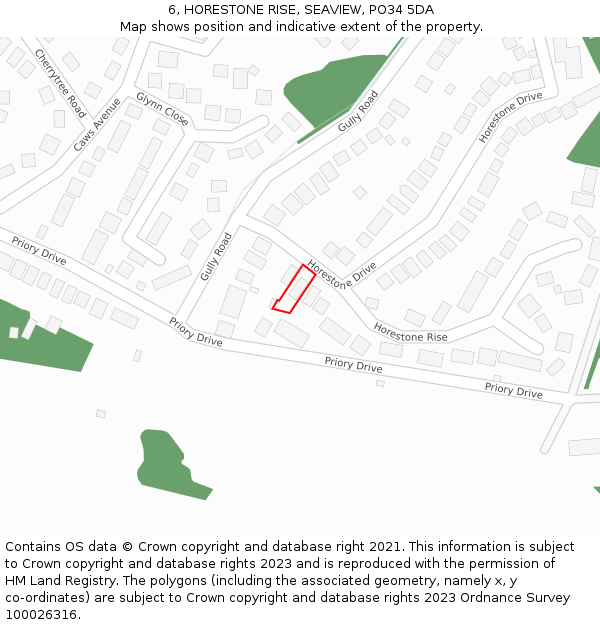 6, HORESTONE RISE, SEAVIEW, PO34 5DA: Location map and indicative extent of plot
