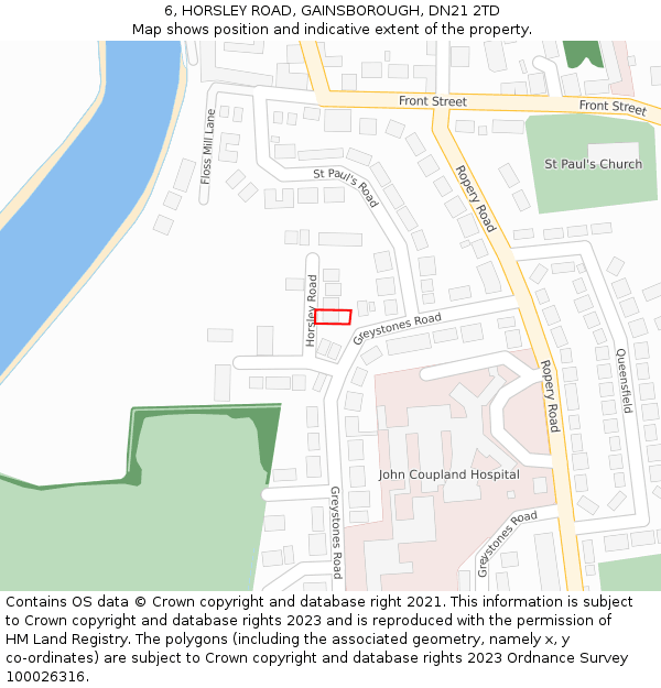 6, HORSLEY ROAD, GAINSBOROUGH, DN21 2TD: Location map and indicative extent of plot