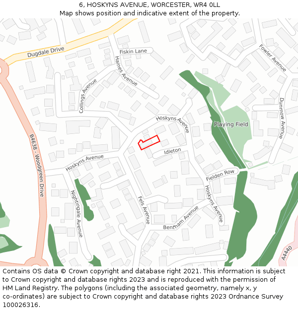 6, HOSKYNS AVENUE, WORCESTER, WR4 0LL: Location map and indicative extent of plot