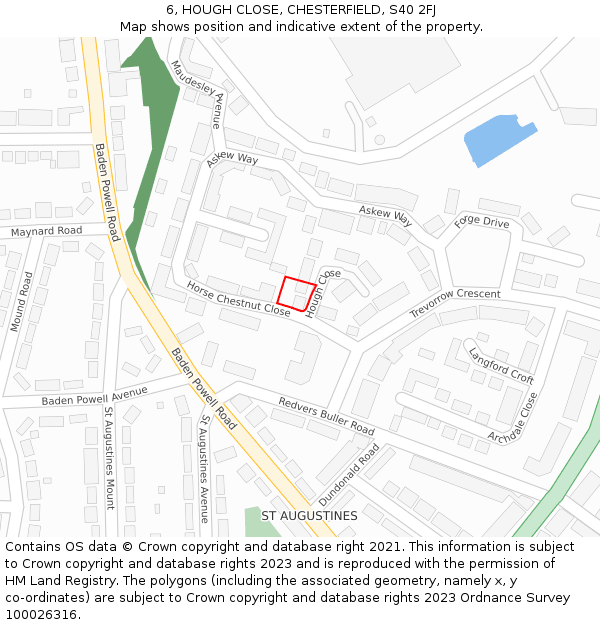 6, HOUGH CLOSE, CHESTERFIELD, S40 2FJ: Location map and indicative extent of plot