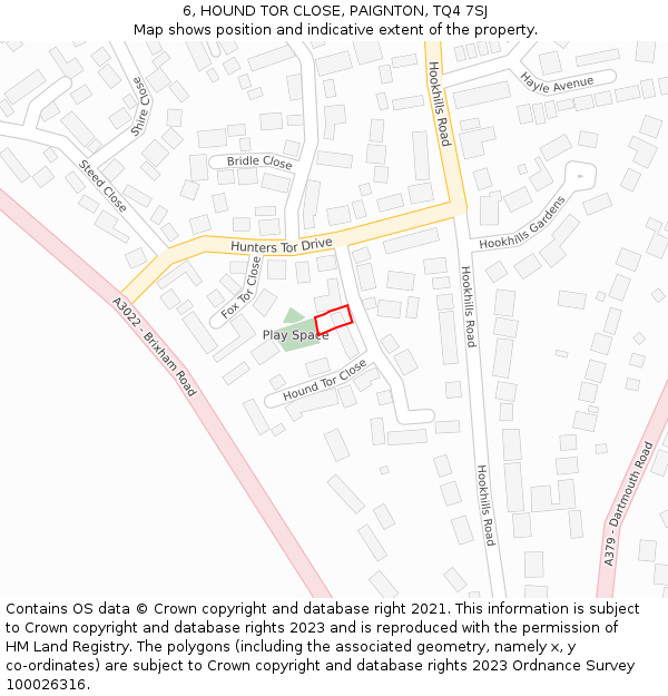 6, HOUND TOR CLOSE, PAIGNTON, TQ4 7SJ: Location map and indicative extent of plot