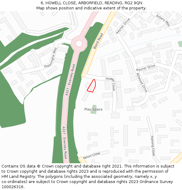 6, HOWELL CLOSE, ARBORFIELD, READING, RG2 9QN: Location map and indicative extent of plot