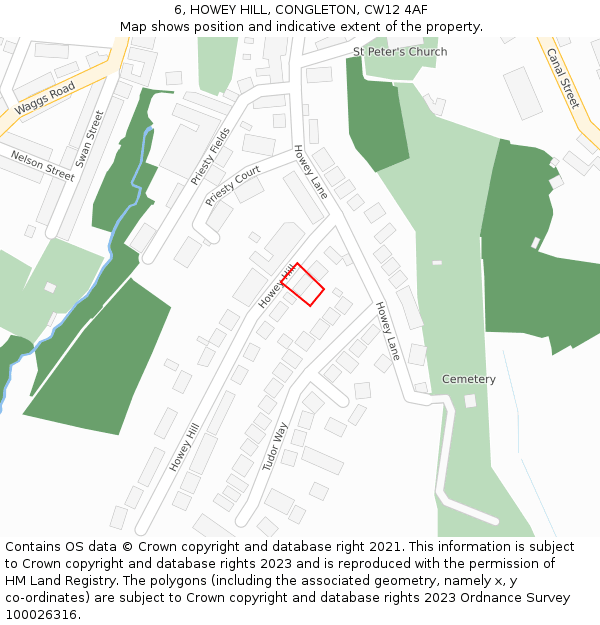 6, HOWEY HILL, CONGLETON, CW12 4AF: Location map and indicative extent of plot