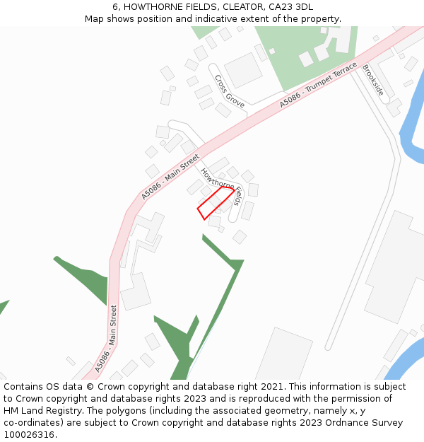 6, HOWTHORNE FIELDS, CLEATOR, CA23 3DL: Location map and indicative extent of plot