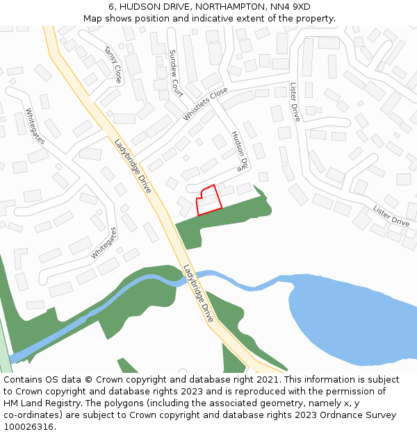 6, HUDSON DRIVE, NORTHAMPTON, NN4 9XD: Location map and indicative extent of plot