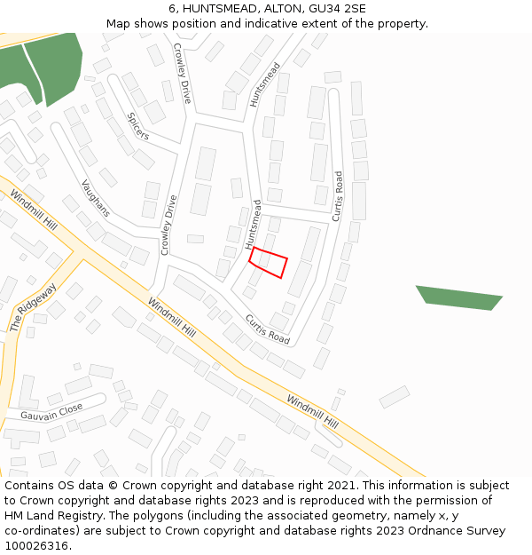 6, HUNTSMEAD, ALTON, GU34 2SE: Location map and indicative extent of plot