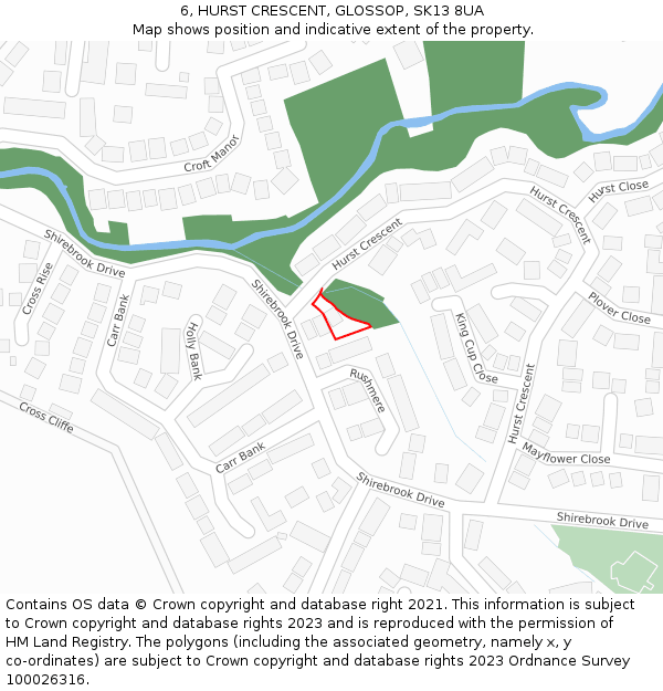 6, HURST CRESCENT, GLOSSOP, SK13 8UA: Location map and indicative extent of plot