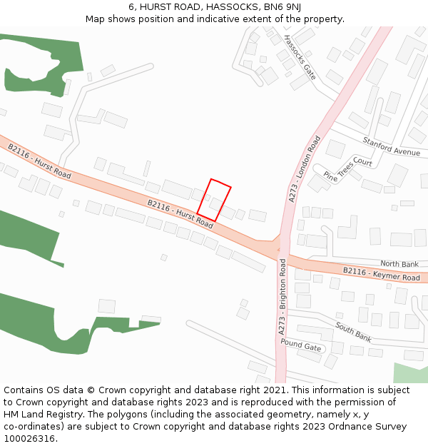 6, HURST ROAD, HASSOCKS, BN6 9NJ: Location map and indicative extent of plot