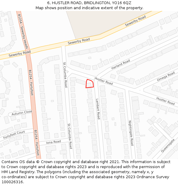 6, HUSTLER ROAD, BRIDLINGTON, YO16 6QZ: Location map and indicative extent of plot
