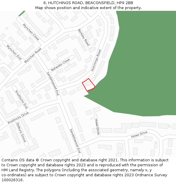 6, HUTCHINGS ROAD, BEACONSFIELD, HP9 2BB: Location map and indicative extent of plot