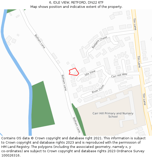 6, IDLE VIEW, RETFORD, DN22 6TF: Location map and indicative extent of plot