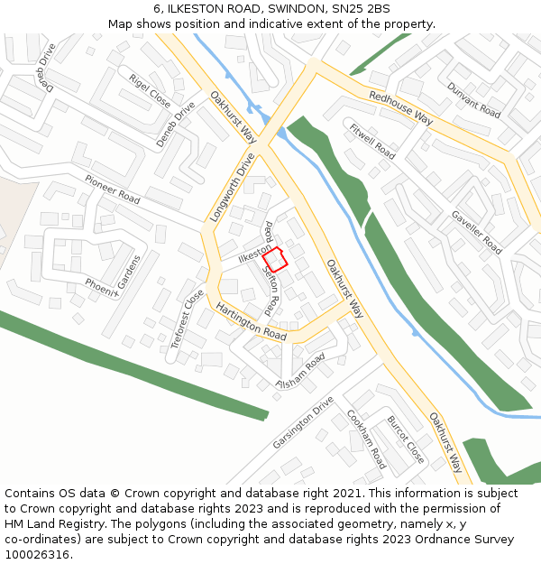 6, ILKESTON ROAD, SWINDON, SN25 2BS: Location map and indicative extent of plot