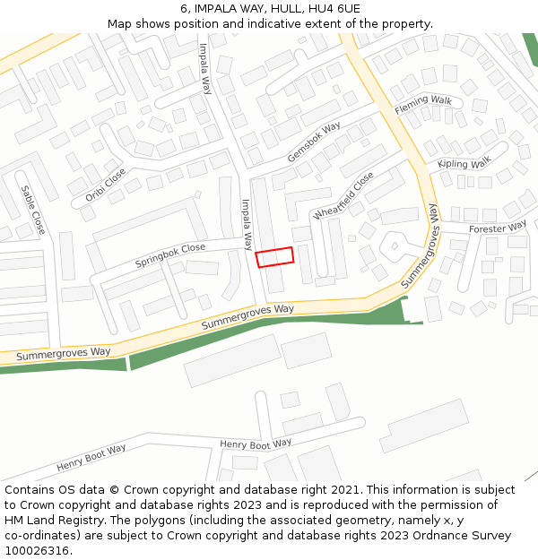 6, IMPALA WAY, HULL, HU4 6UE: Location map and indicative extent of plot