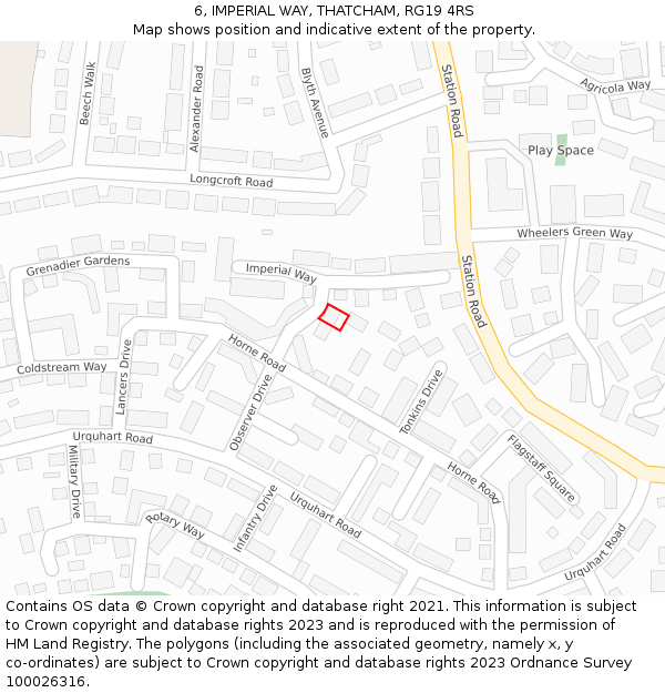 6, IMPERIAL WAY, THATCHAM, RG19 4RS: Location map and indicative extent of plot