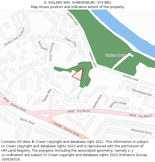 6, INGLEBY WAY, SHREWSBURY, SY3 8BU: Location map and indicative extent of plot