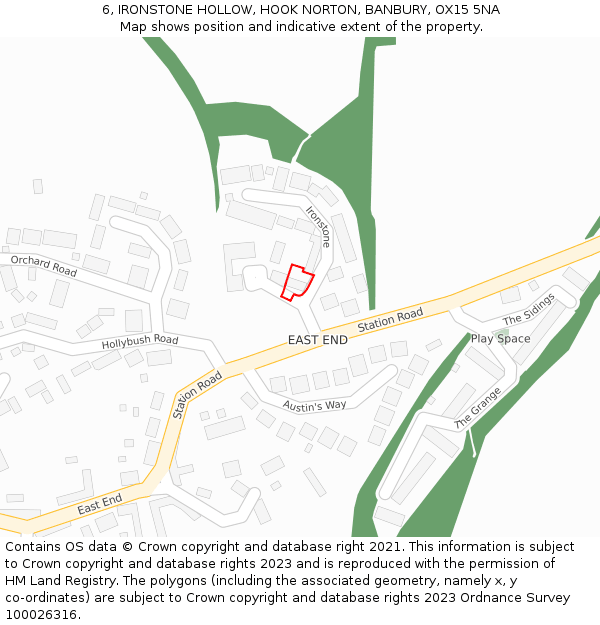 6, IRONSTONE HOLLOW, HOOK NORTON, BANBURY, OX15 5NA: Location map and indicative extent of plot