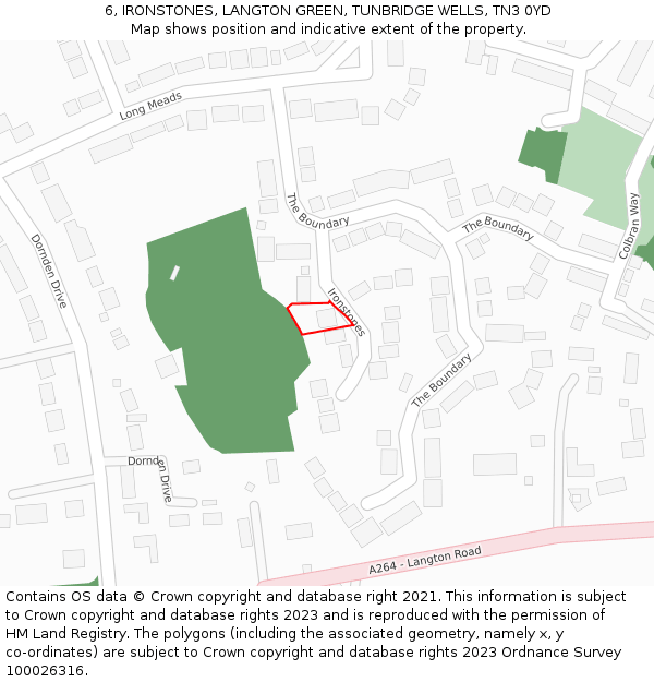 6, IRONSTONES, LANGTON GREEN, TUNBRIDGE WELLS, TN3 0YD: Location map and indicative extent of plot