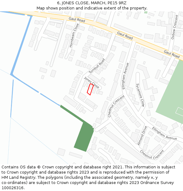 6, JONES CLOSE, MARCH, PE15 9RZ: Location map and indicative extent of plot