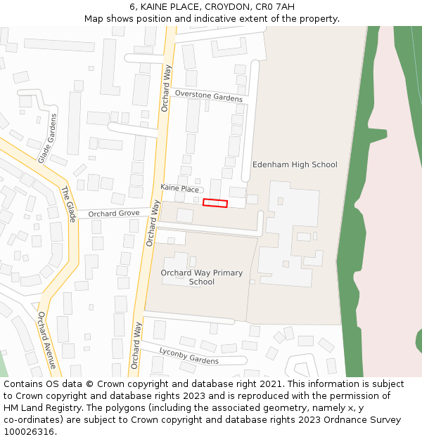 6, KAINE PLACE, CROYDON, CR0 7AH: Location map and indicative extent of plot