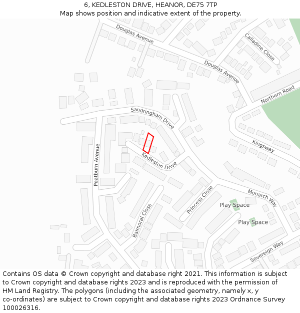6, KEDLESTON DRIVE, HEANOR, DE75 7TP: Location map and indicative extent of plot