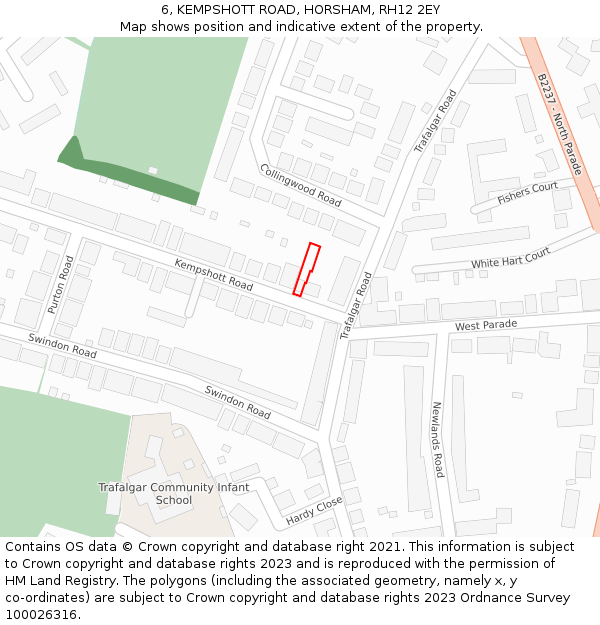 6, KEMPSHOTT ROAD, HORSHAM, RH12 2EY: Location map and indicative extent of plot