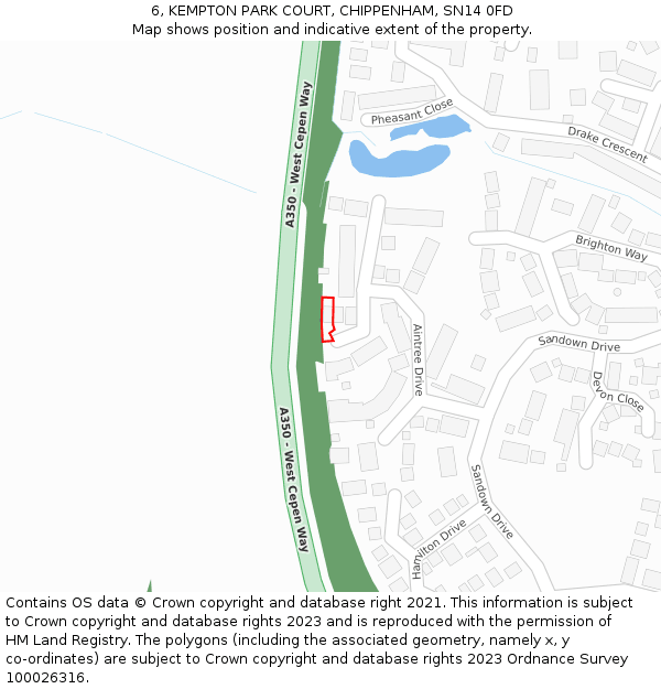 6, KEMPTON PARK COURT, CHIPPENHAM, SN14 0FD: Location map and indicative extent of plot