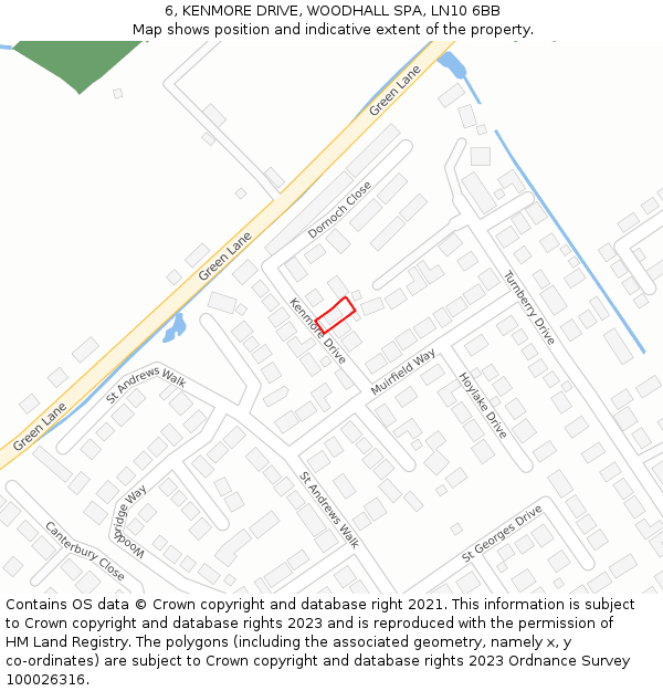 6, KENMORE DRIVE, WOODHALL SPA, LN10 6BB: Location map and indicative extent of plot